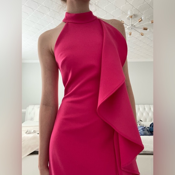 badgley Miscka hot pink ruffle dress - Picture 4 of 6